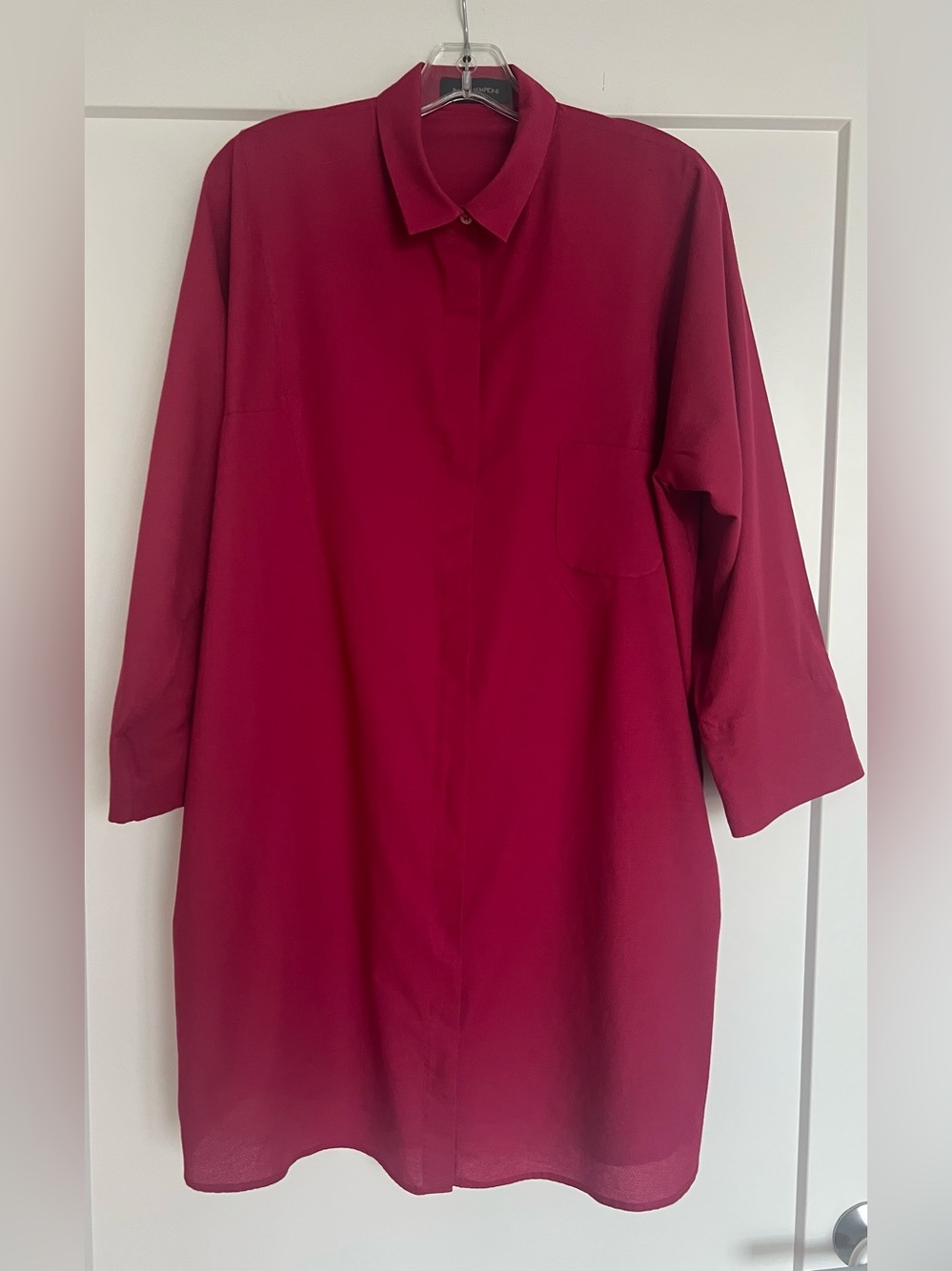 Piazza Sempione Cotton Tunic Shirt Raspberry Pink Red Sz. 48 IT US 12